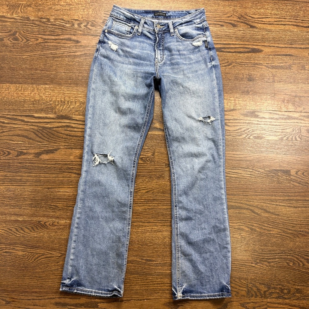Silver Jeans Avery Slim Bootcut Women 30x33 Distressed Medium Wash Denim Western
